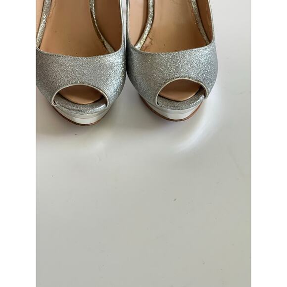 BCBGMAXAZRIA Womens Silver Glitter Party heels US 7.5 - Picture 10 of 10